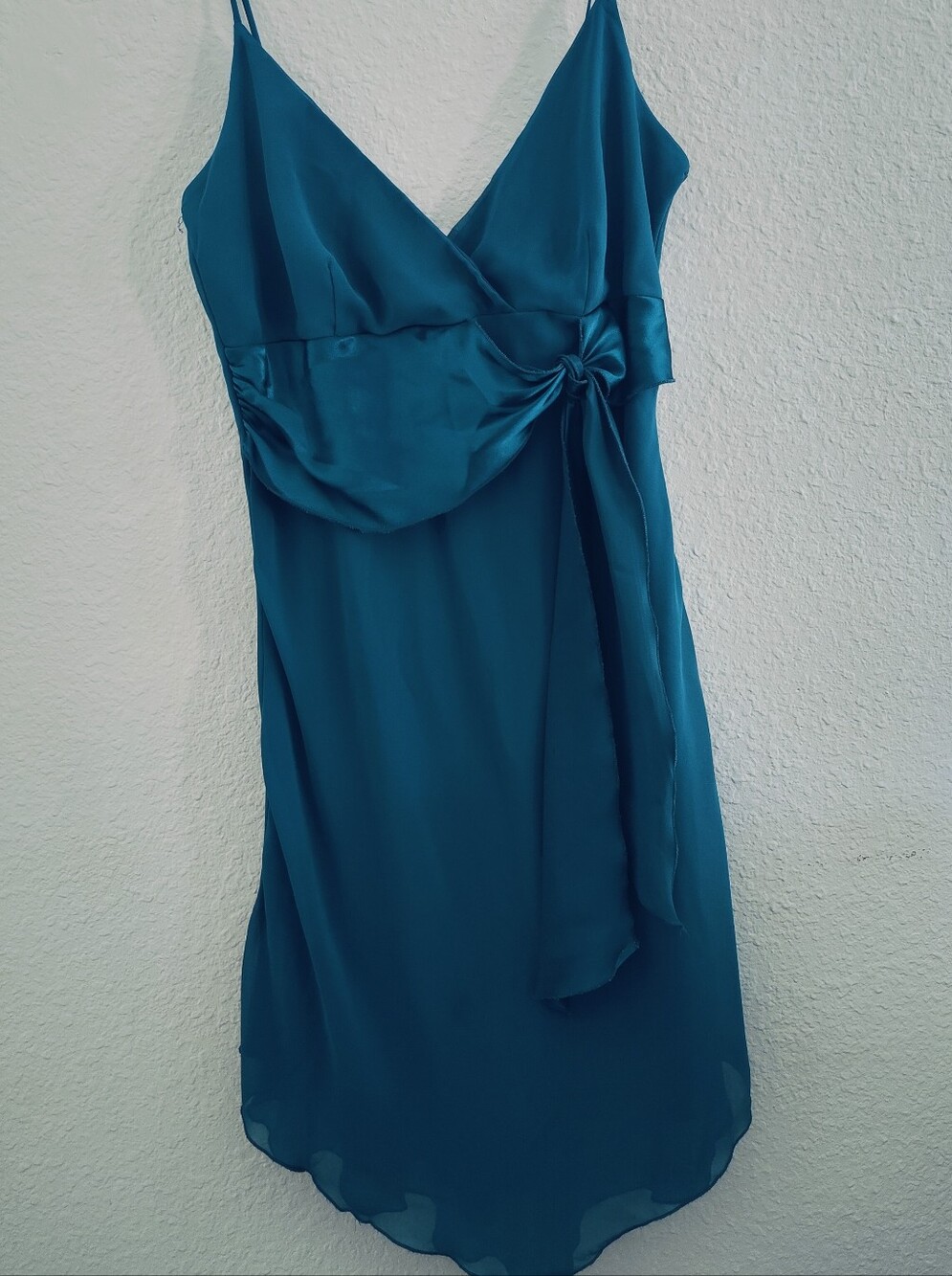 Charlotte Russe Teal Satin-Trim Midi Slip Dress